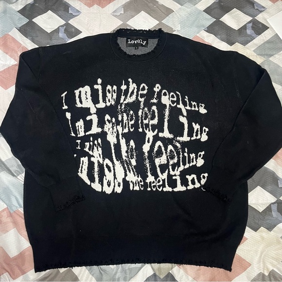 Artistic Black and White Crewneck Sweater - Picture 1 of 6